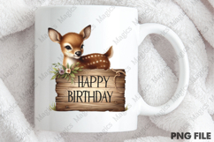 Deer Birthday Sign Clipart, Birthday Sublimation Design Product Image 4