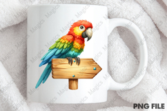 Colorful Parrot Sign PNG, Birthday Sublimation Design Product Image 4