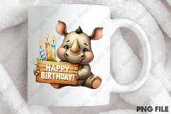 Cute Rhino Birthday Sublimation, Birthday Sublimation Design Product Image 4