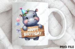 Cute Hippo Birthday Sublimation, Birthday Sublimation Design Product Image 4