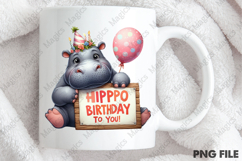 Cute Hippo B-day Sublimation, Birthday Sublimation Design Product Image 4