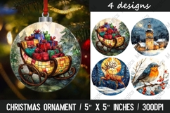 4 Christmas round ornaments sublimation Product Image 1