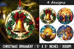 4 Christmas round ornaments sublimation Product Image 1
