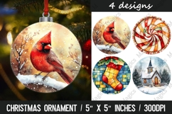 Christmas Ornaments Round Design, Christmas PNG Sublimation Product Image 1