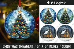 4 Christmas round ornaments sublimation Product Image 1