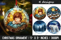 4 Christmas round ornaments sublimation Product Image 1