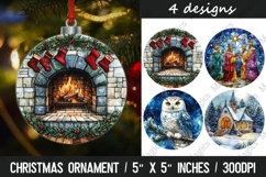 4 Christmas round ornaments sublimation Product Image 1
