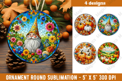 Fall Stained Glass PNG | 4 Fall Ornament Design Product Image 1
