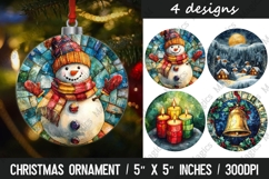 4 Christmas round ornaments sublimation Product Image 1