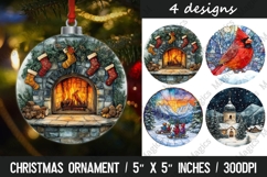 Christmas Ornaments Round Design, Christmas PNG Sublimation Product Image 1