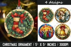 4 Christmas round ornaments sublimation Product Image 1