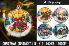 4 Christmas round ornaments sublimation Product Image 1