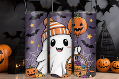 Halloween Cute Funny Ghost Tumbler Wrap Sublimation Design Product Image 1