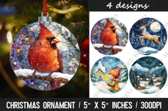 4 Christmas round ornaments sublimation Product Image 1