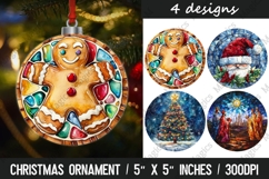 4 Christmas round ornaments sublimation Product Image 1