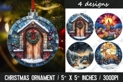 4 Christmas round ornaments sublimation Product Image 1