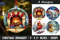 4 Christmas round ornaments sublimation Product Image 1