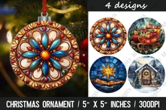 4 Christmas round ornaments sublimation Product Image 1