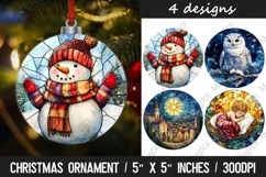 4 Christmas round ornaments sublimation Product Image 1