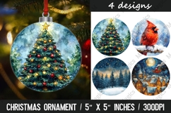 4 Christmas round ornaments sublimation Product Image 1