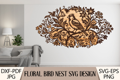 Floral Bird Nest SVG Laser Cut Design Product Image 1