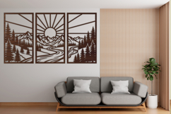 Mountain Sunset Wall Art SVG | Nature Landscape Laser Cut Product Image 2