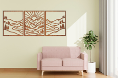 Scenic Landscape Triptych Wall Decor SVG| Wooden Panel Set Product Image 3
