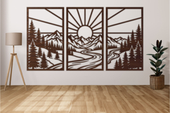Mountain Sunset Wall Art SVG | Nature Landscape Laser Cut Product Image 4