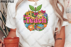 Teach Apple Bow Watercolor PNG Product Image 1
