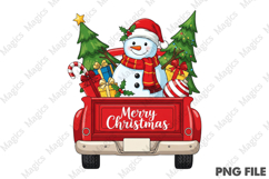 Merry Christmas Santa Snowman Tree Truck Product Image 1