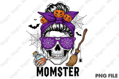 Messy Bun Momster Png, Funny Halloween Mom Png Product Image 1