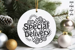 Special Delivery, Baby Girl Christmas Round Ornament Svg Product Image 1