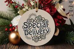 Special Delivery, Baby Girl Christmas Round Ornament Svg Product Image 2