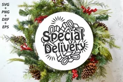 Special Delivery, Baby Girl Christmas Round Ornament Svg Product Image 3