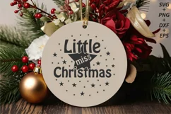 Little Miss Christmas, Baby Girl Christmas Round Ornament Product Image 3