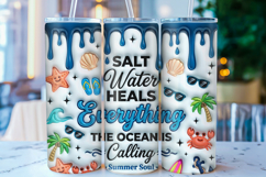 3D Inflated Summer Beach Tumbler Wrap Product Image 1