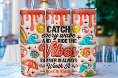 3D Inflated Summer Vibes Tumbler Wrap PNG Product Image 1