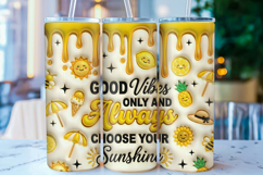 Good Vibes Sunshine Summer Tumbler Wrap PNG Product Image 1