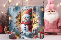 3D Christmas Snowman Hole Tumbler Wrap Product Image 1