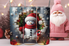 3D Christmas Snowman Hole Tumbler Wrap Product Image 1