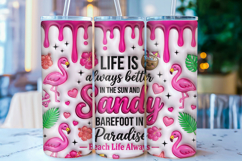 3D Inflated Flamingo Tumbler Wrap PNG Product Image 1