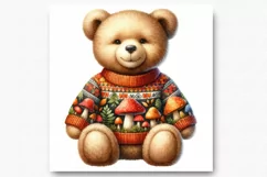 Teddy bear wearing sweater JPG, Junk journal, Digital paper. Product Image 2
