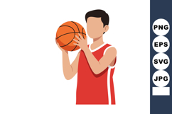 Young male basketball player in red jersey holding ball read Product Image 1
