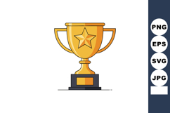 Gold trophy cup with star award illustration on black base v Product Image 1