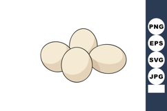 Four beige eggs isolated on white background simple vector i Product Image 1