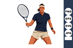 Female tennis player with racket in action playing sport vec Product Image 1