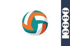Volleyball ball vector illustration with teal orange and whi Product Image 1