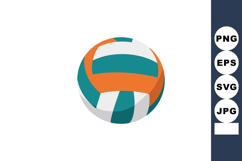 Volleyball ball vector illustration in orange teal and white Product Image 1