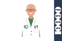 Elderly male botanist scientist with white coat and glasses Product Image 1
