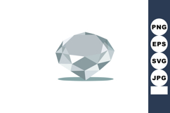 Faceted gray diamond gemstone vector illustration with shado Product Image 1
